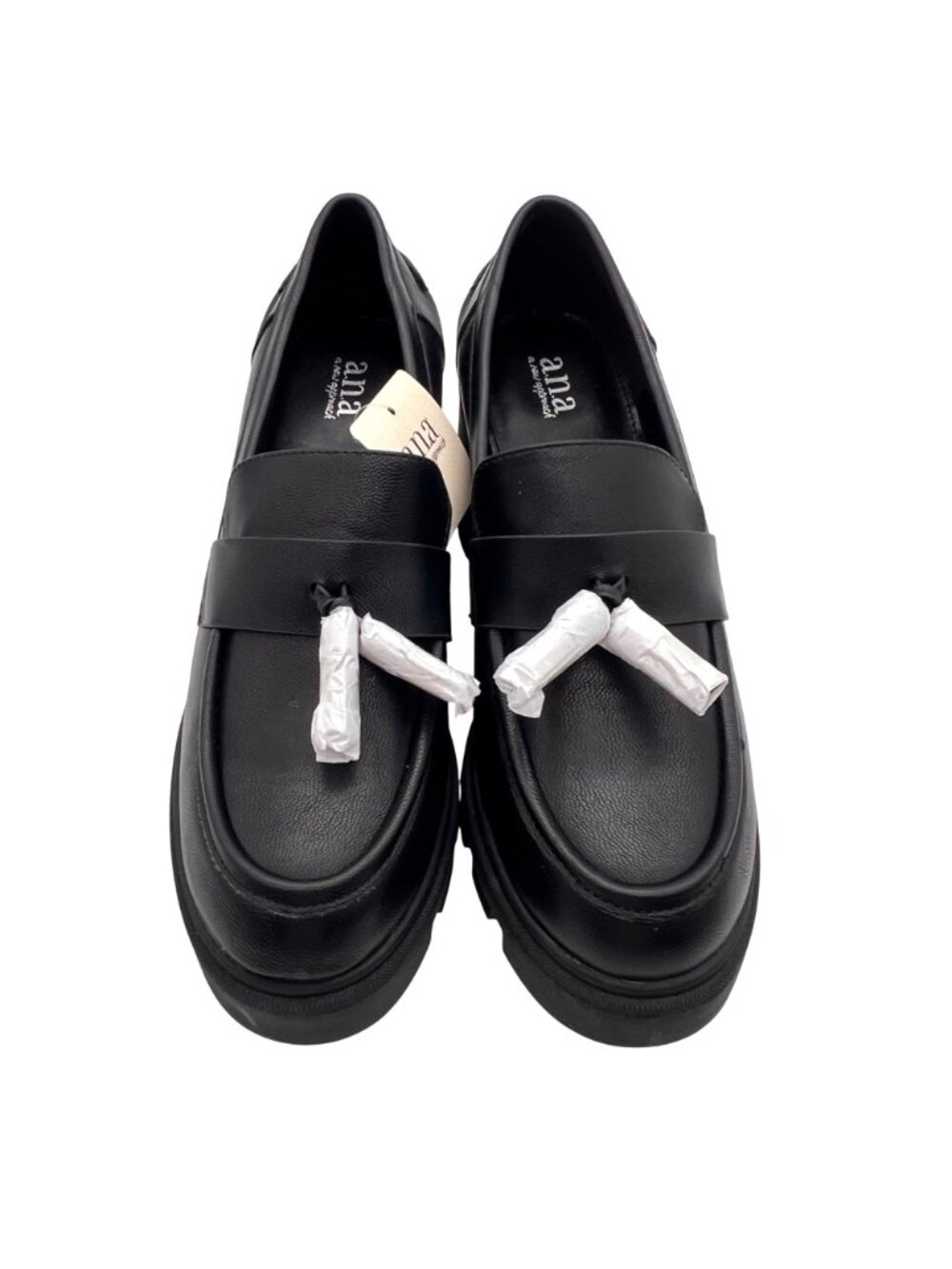 A.N.A. Platform Penny Loafers Womens Size 9M Black Chunky Block Heel Tassels NEW - Picture 7 of 15